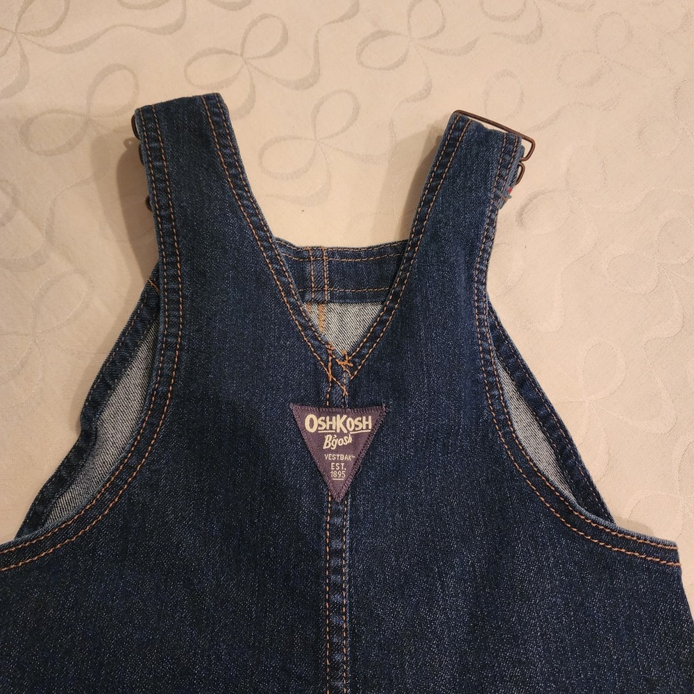 OshKosh B'gosh 3T Carpenter Overalls Dark Wash Denim Flannel Lined Buffalo Plaid - Picture 10 of 16
